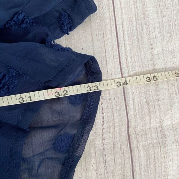 BTFBM fully lined v-cut short sleeve romper w/fabric appliqués navy blue sz L - Picture 10 of 12